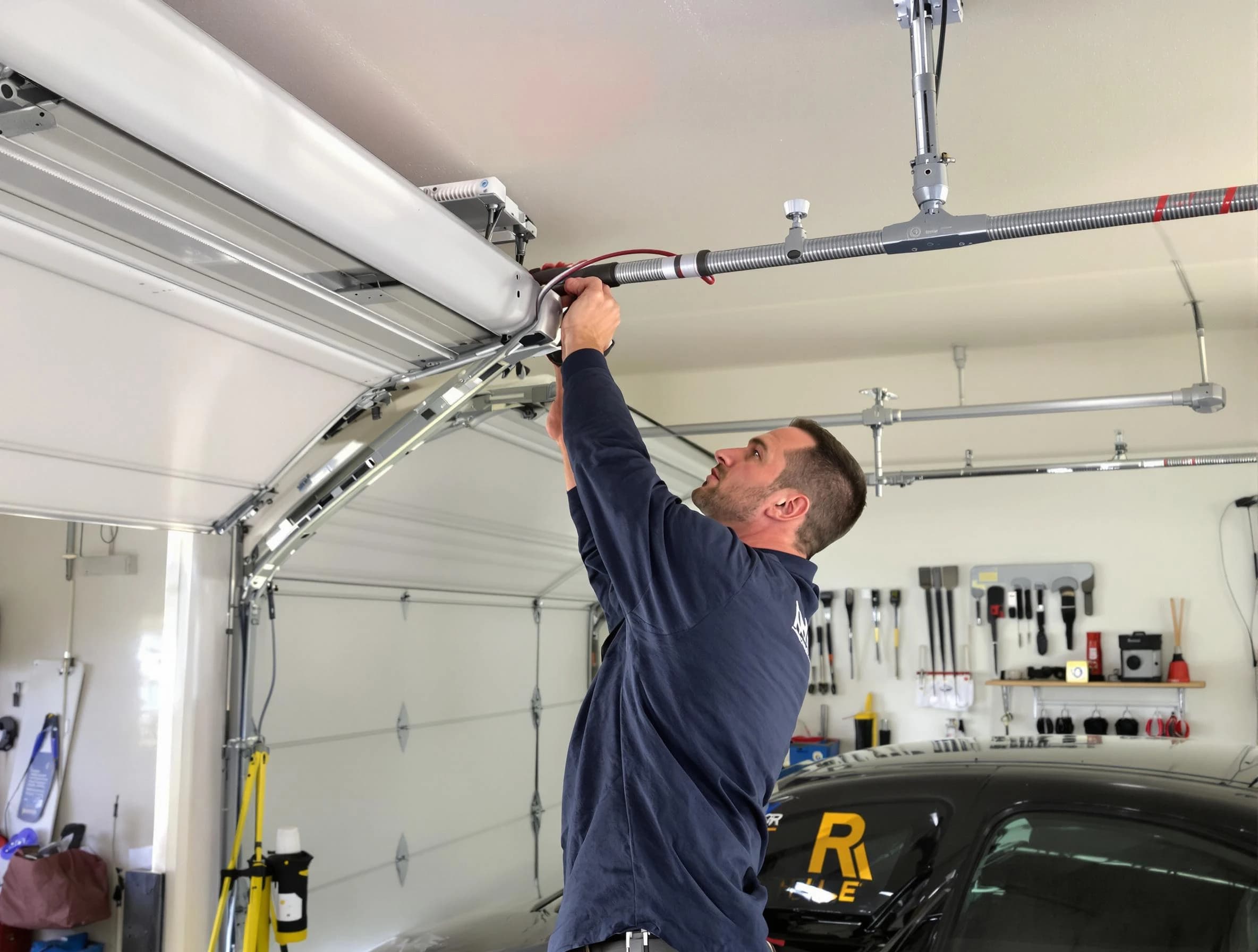 Holly Springs Garage Door Repair technician performing garage door cable repair in Holly Springs