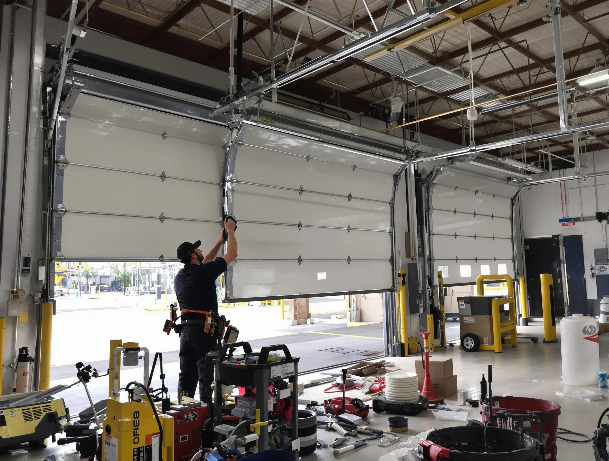 Holly Springs Garage Door Repair technician performing commercial garage door repair in Holly Springs