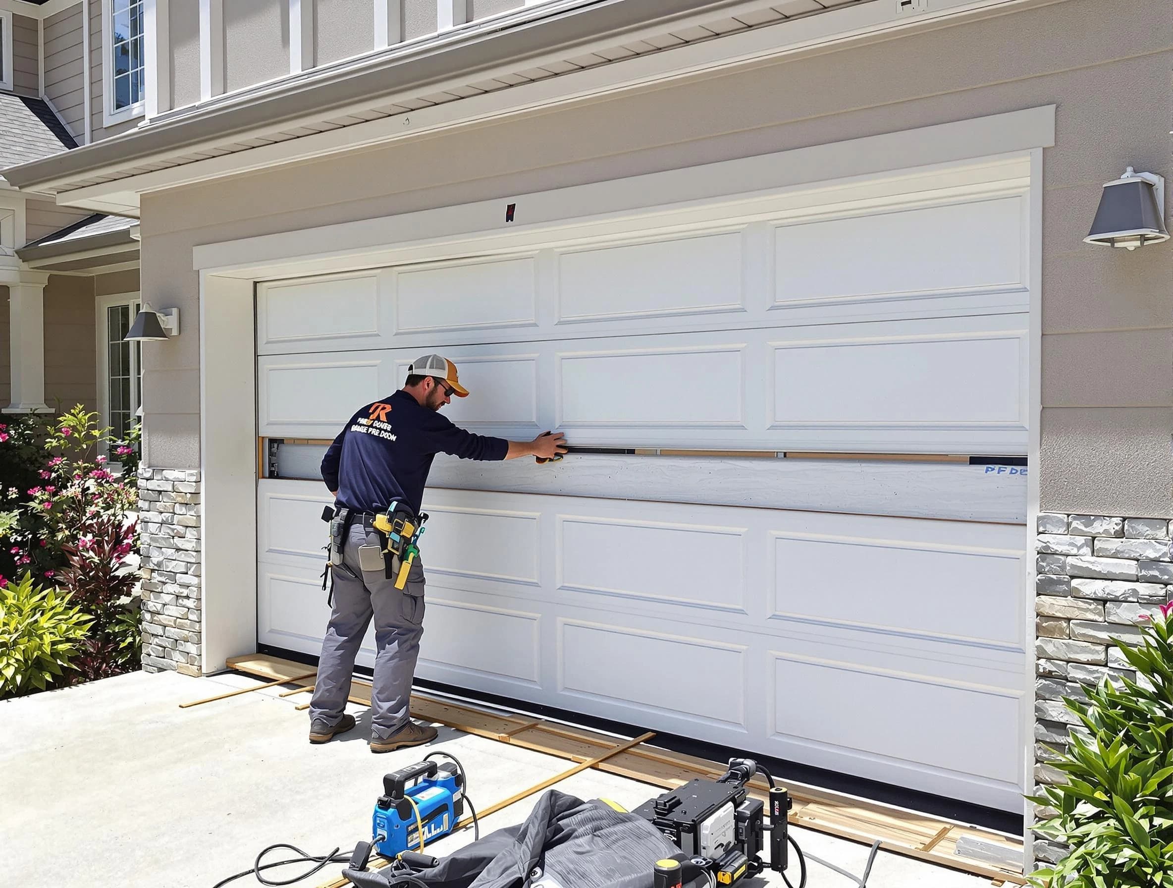 Holly Springs Garage Door Repair team performing complete garage door replacement at Holly Springs residence