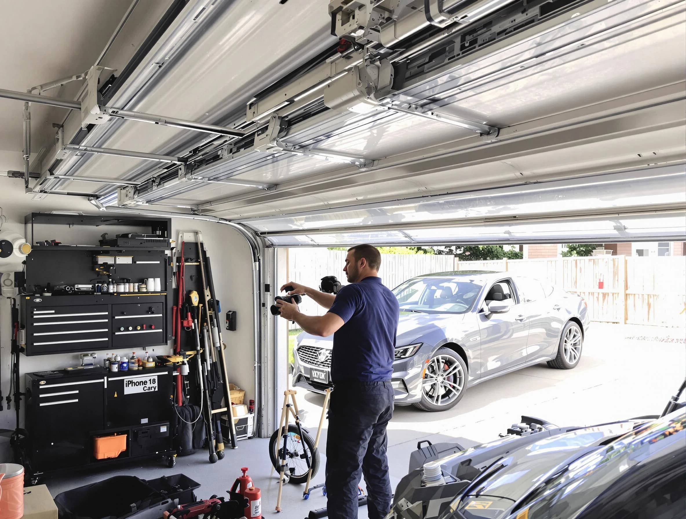 Holly Springs Garage Door Repair technician fixing noisy garage door in Holly Springs