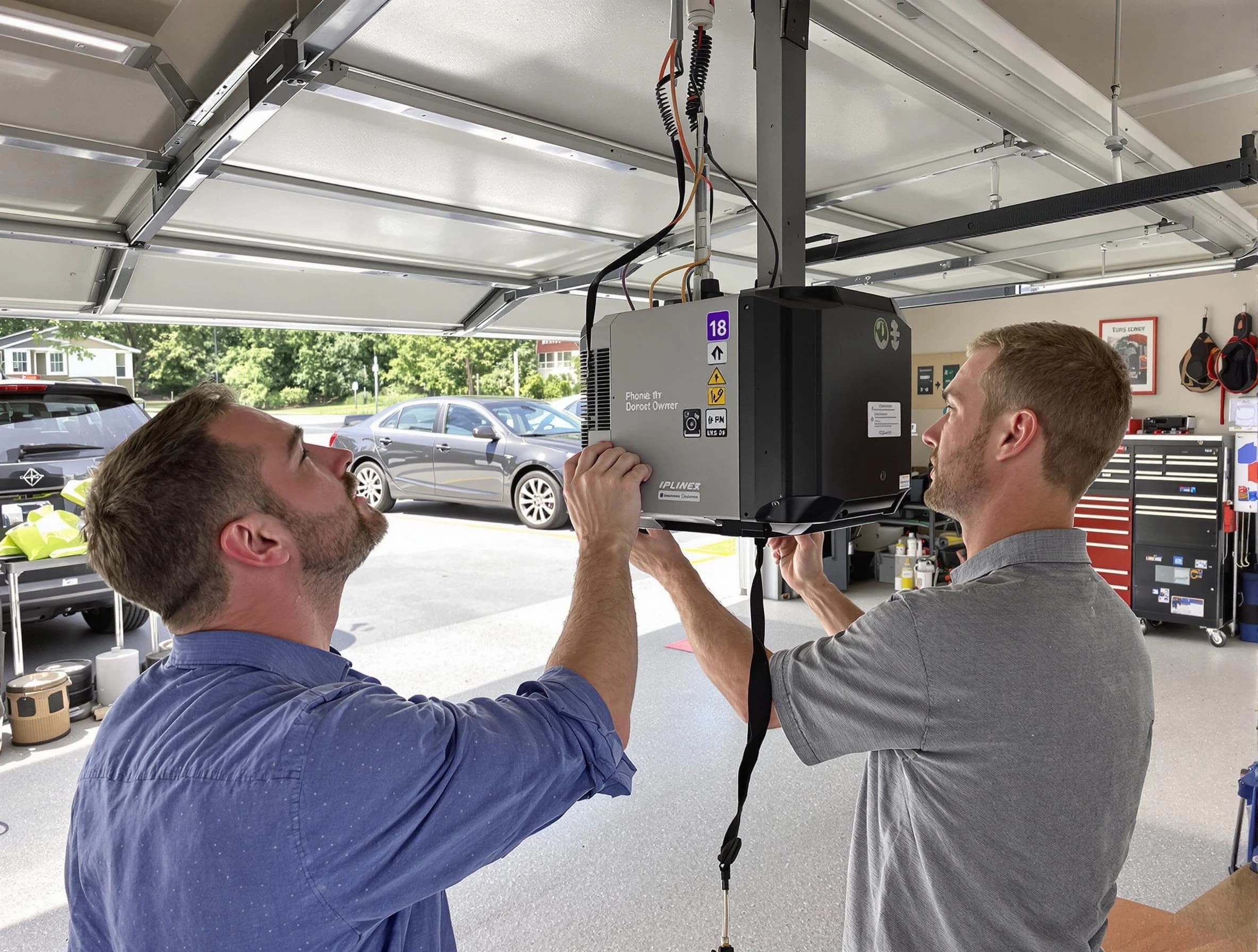 Holly Springs Garage Door Repair technician installing garage door opener in Holly Springs