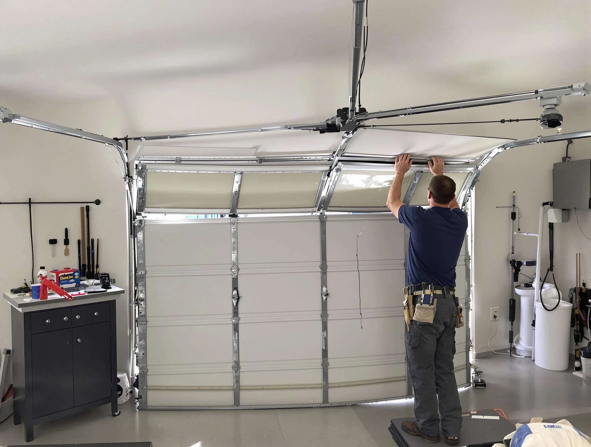 Holly Springs Garage Door Repair specialist performing precise section replacement on Holly Springs garage door