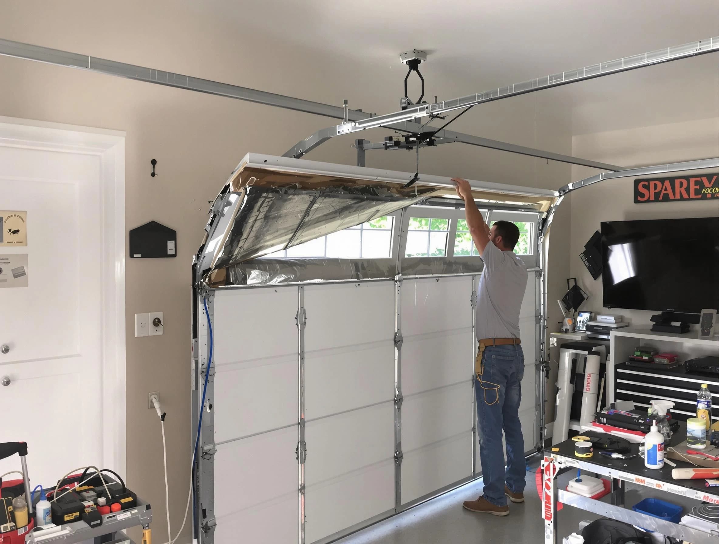 Garage door section replacement by Holly Springs Garage Door Repair in Holly Springs