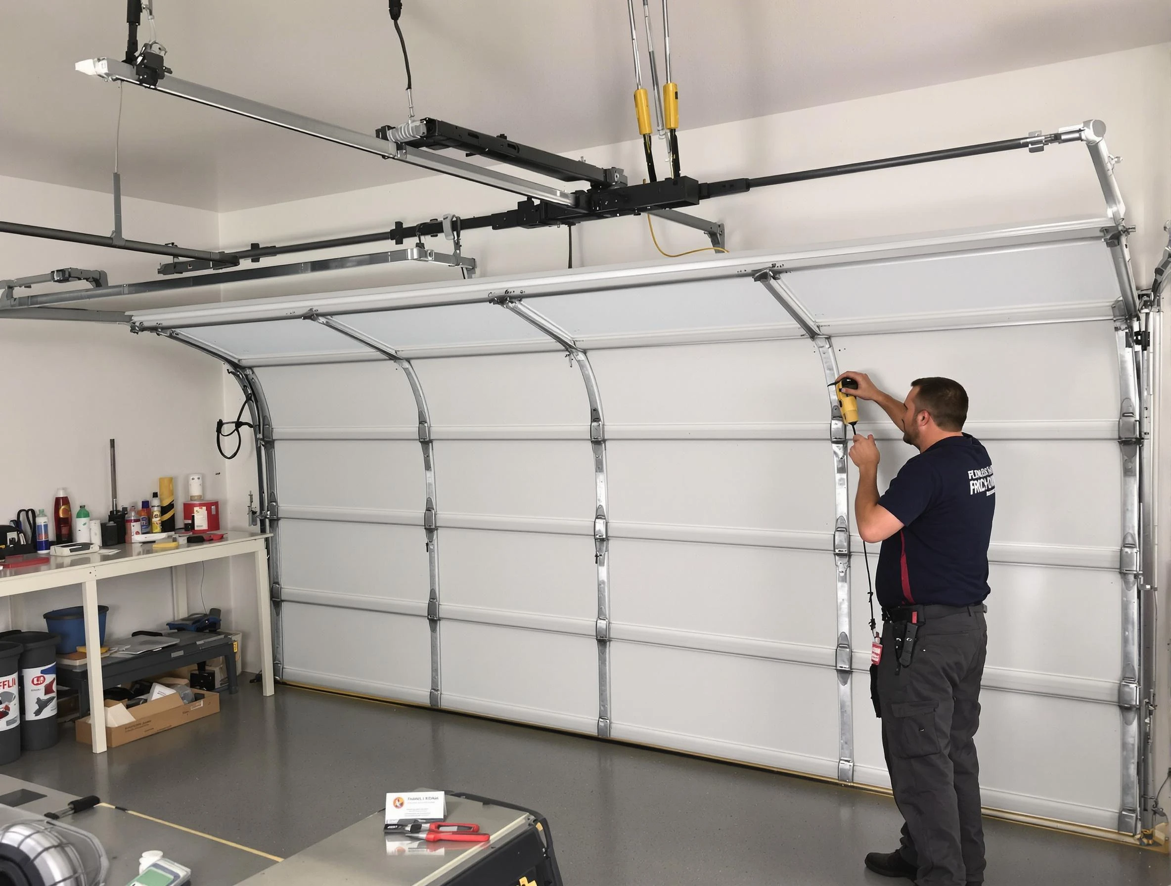 Holly Springs Garage Door Repair certified technician performing overhead door system repair in Holly Springs