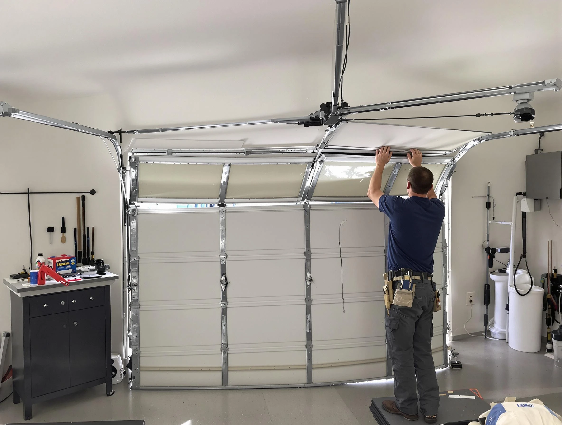 Holly Springs Garage Door Repair specialist performing precise section replacement on Holly Springs garage door